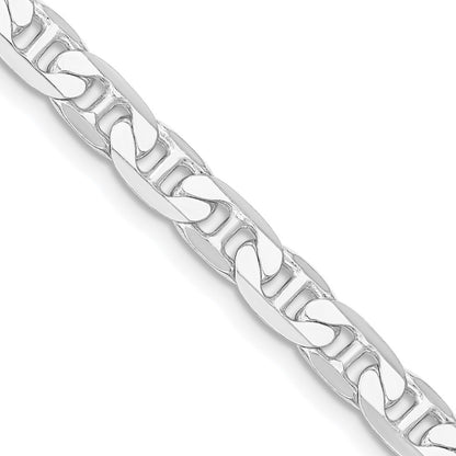 Sterling Silver Rhodium-plated 7mm Flat Anchor Chain Necklace