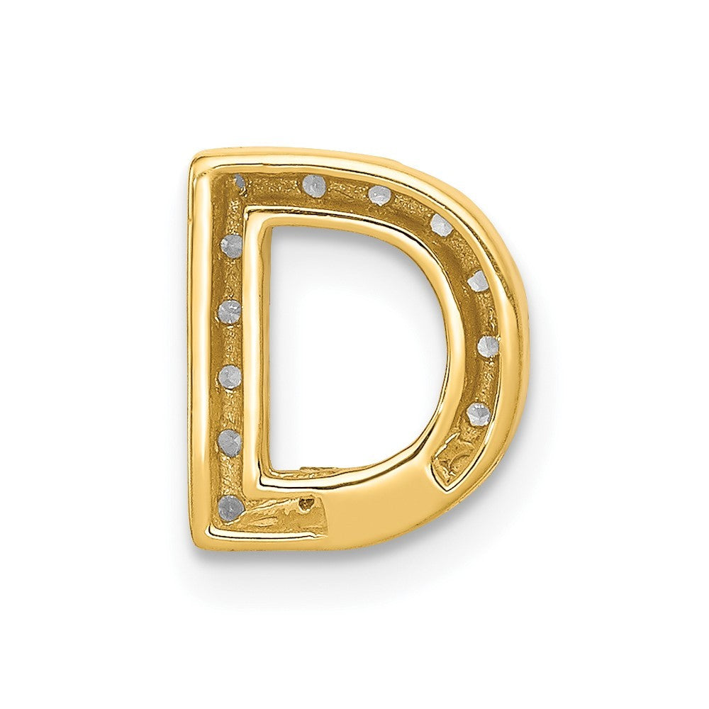 14k Yellow Gold  Diamond Letter D Initial Charm
