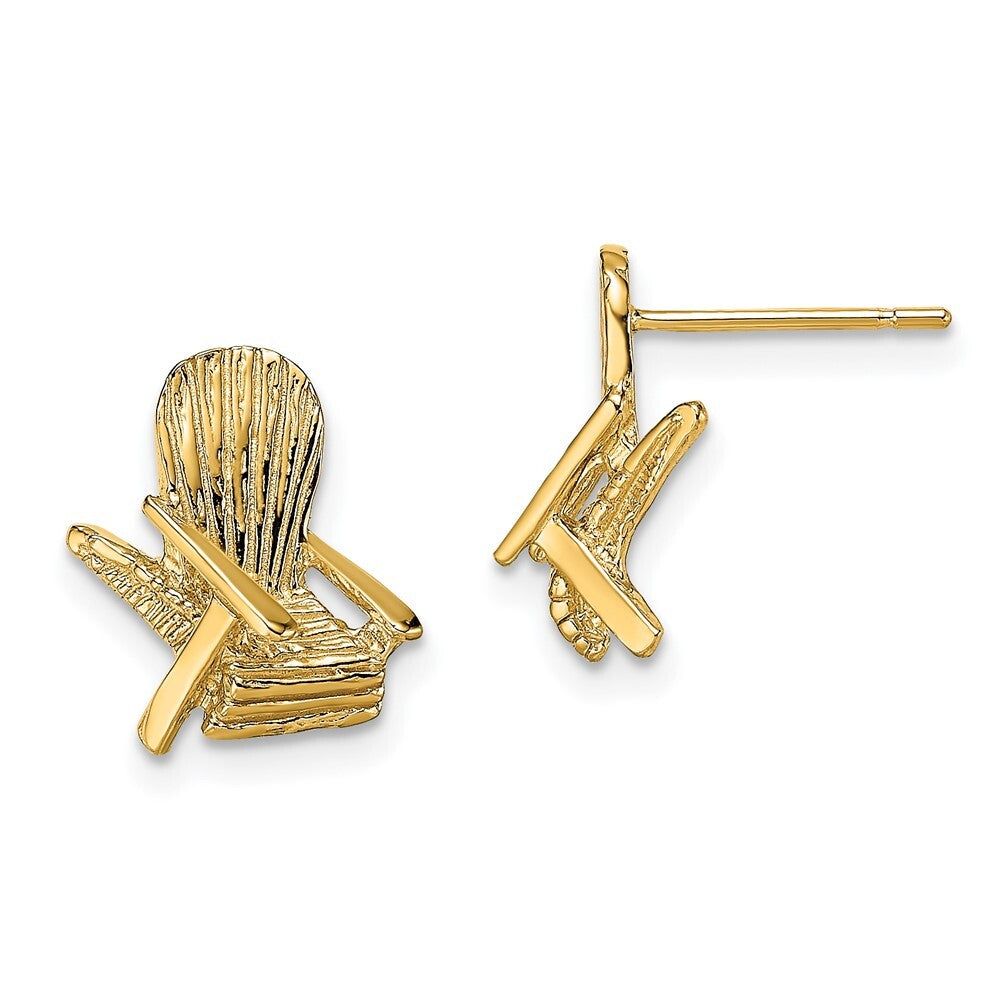 14k Yellow Gold 2-D Beach Chair Earring Gift for Women