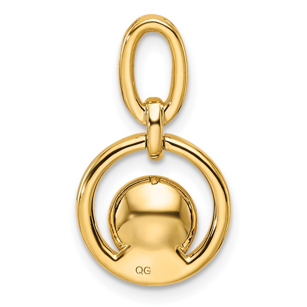 14k Yellow Gold  1/15 Ct Diamond & Freshwater Cultured Pearl Open Circle Pendant