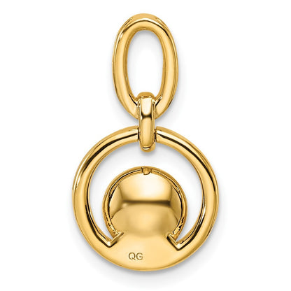 14k Yellow Gold  1/15 Ct Diamond & Freshwater Cultured Pearl Open Circle Pendant