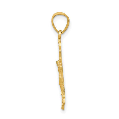 14k Yellow Gold Small Crucifix Charm Pendant for Women
