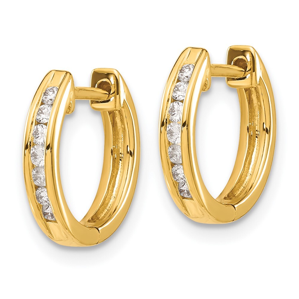 14k Yellow Gold Diamond Hinged Hoop Earrings