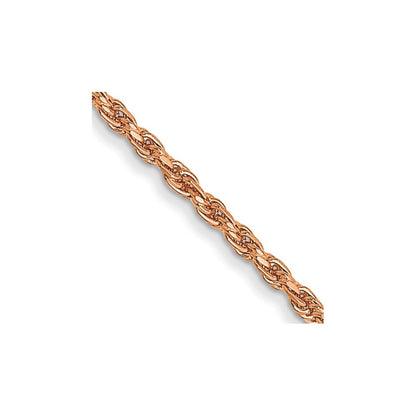 14K Rose Gold 24 inch 1mm Diamond-cut Man Made Rope Chain Necklace