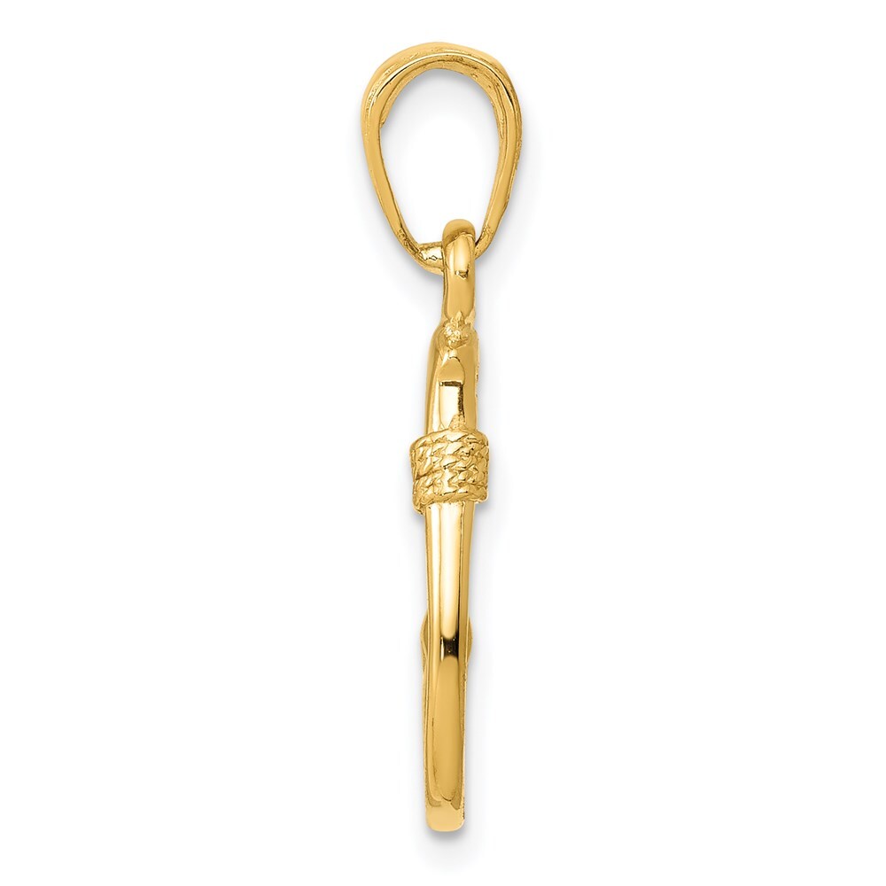 14k Yellow Gold 3D Fish Hook Pendant for Women