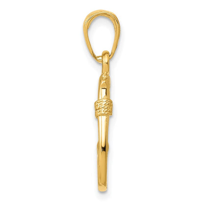 14k Yellow Gold 3D Fish Hook Pendant for Women