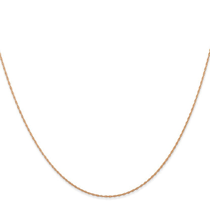14K Rose Gold 18" Carded .5mm Cable Rope Chain Necklace