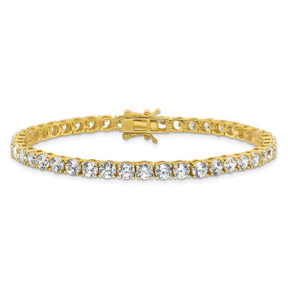 Sterling Silver Gold-tone 4mm CZ 7.5in Tennis Bracelet