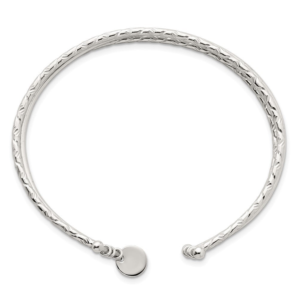 Sterling Silver Polished and Textured Triple Band Cuff Bangle Bracelet