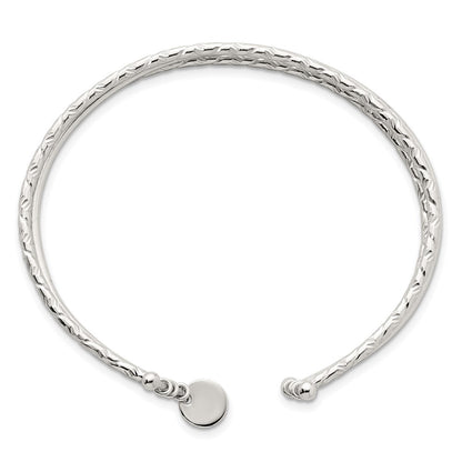 Sterling Silver Polished and Textured Triple Band Cuff Bangle Bracelet