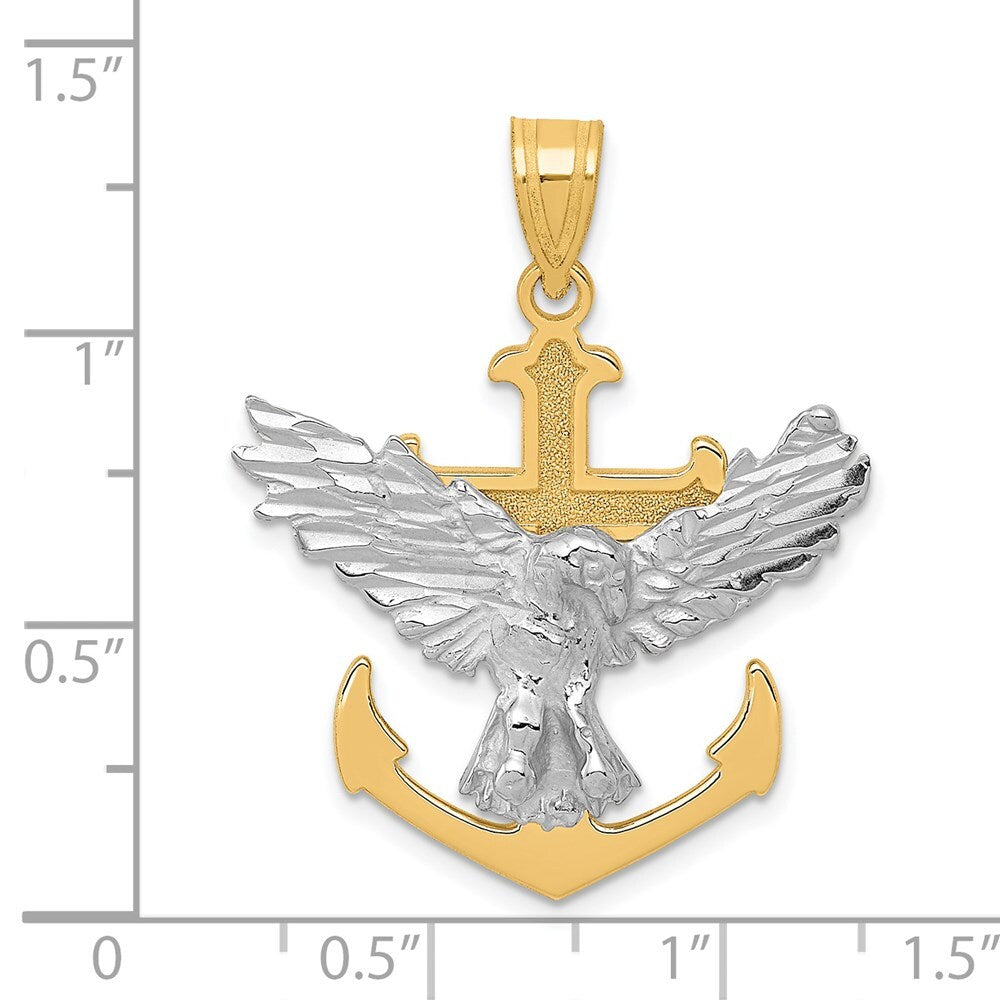 14k Two-tone Gold Mariners Cross Eagle Pendant for Women