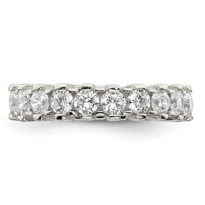 Sterling Silver Rhodium-plated Cubic Zirconia Eternity Band Size 8