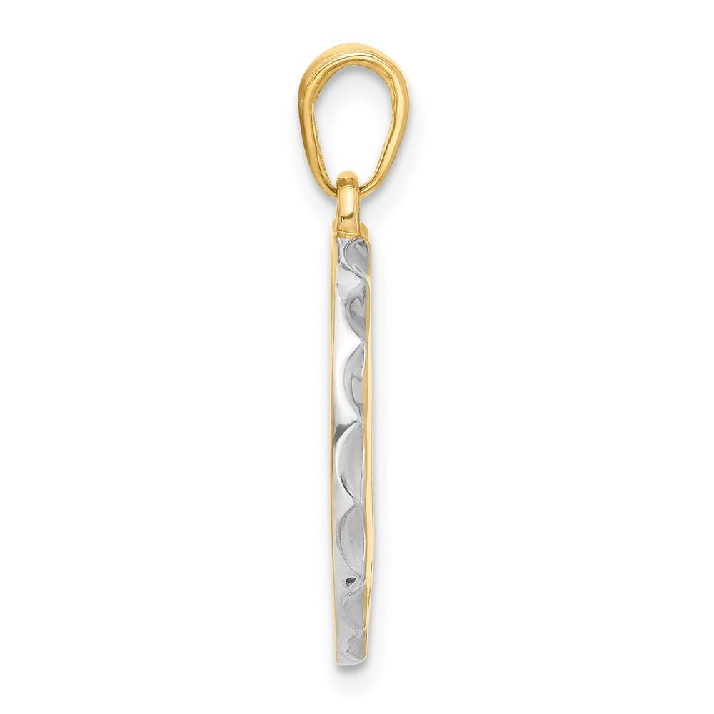 14k Yellow Gold and White Rhodium It's A Girl! Disc Pendant for Women