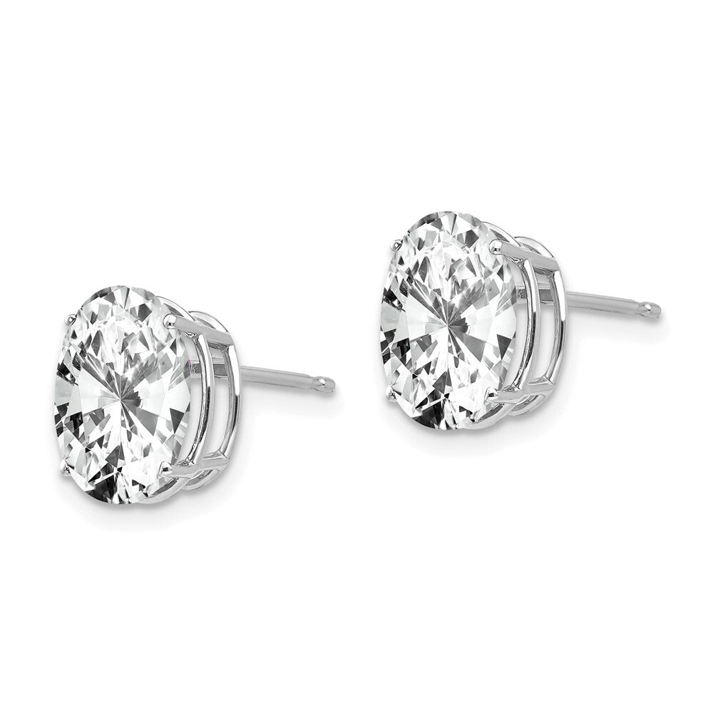 14k White Gold 10x8mm Oval Cubic Zirconia Stud Earrings