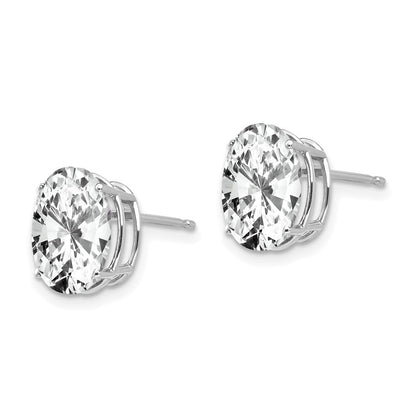 14k White Gold 10x8mm Oval Cubic Zirconia Stud Earrings