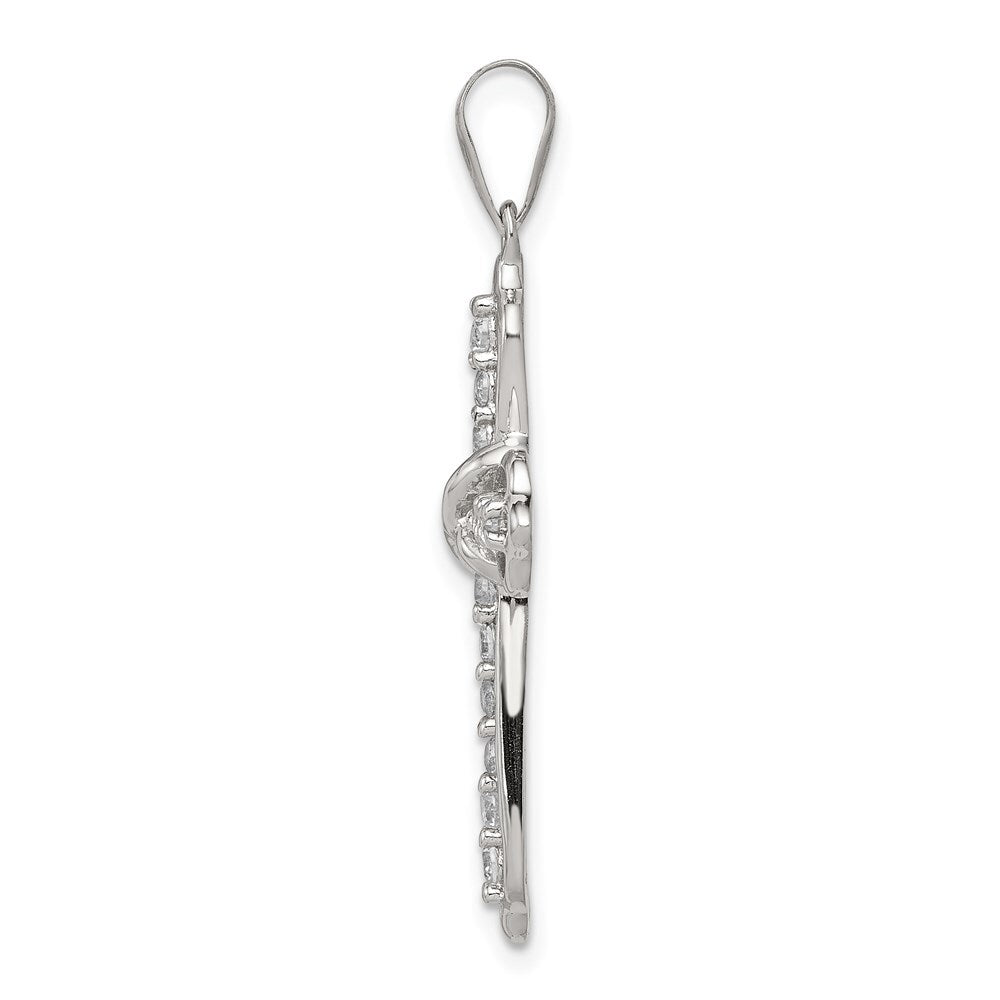 Sterling Silver Rhodium-plated Cubic Zirconia Cross Pendant