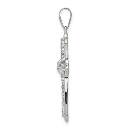 Sterling Silver Rhodium-plated Cubic Zirconia Cross Pendant
