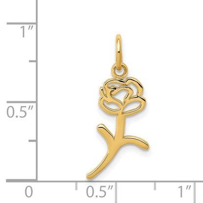 14k Yellow Gold Rose Charm Pendant for Women