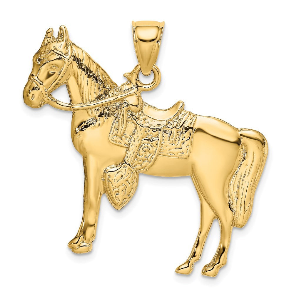 14k Yellow Gold Horse w Saddle Charm