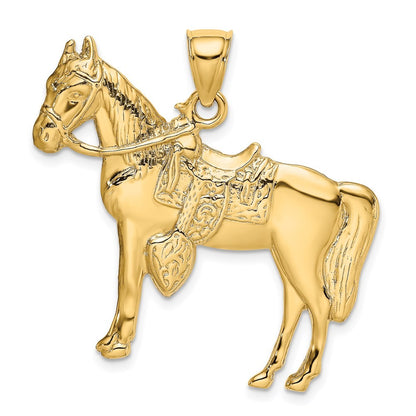 14k Yellow Gold Horse w Saddle Charm
