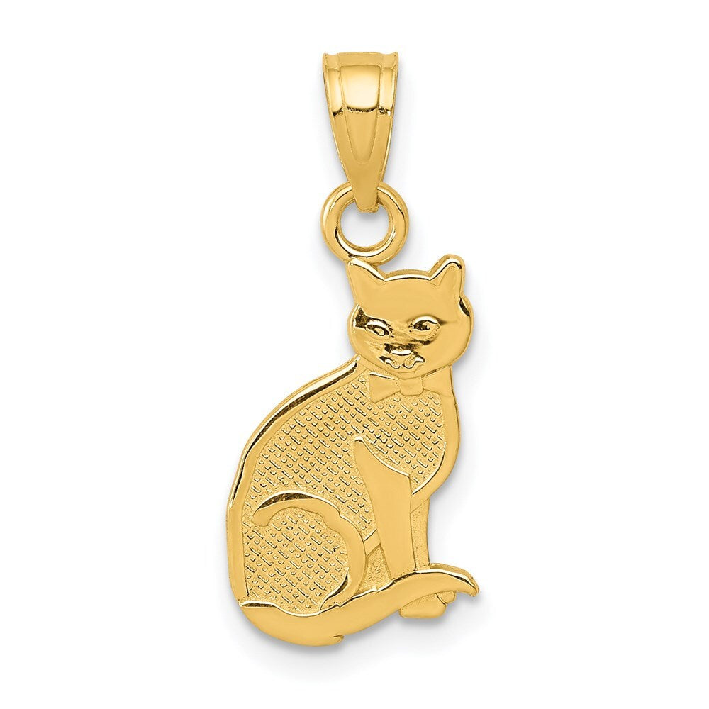 14k Yellow Gold I HEART MY CAT on Reverse Cat Pendant for Women