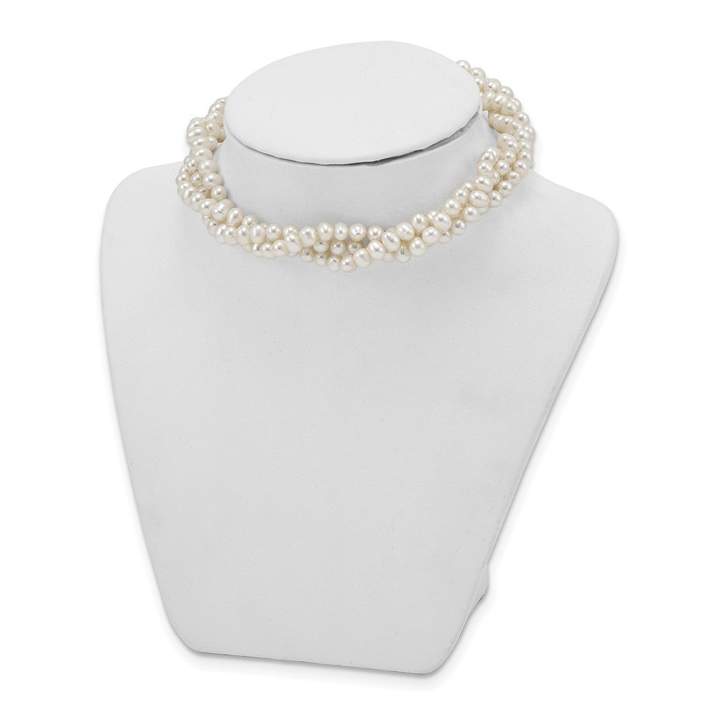 Sterling Silver 5-6mm White Semi-Round Cultured Pearl 14" with 1.5" Choker