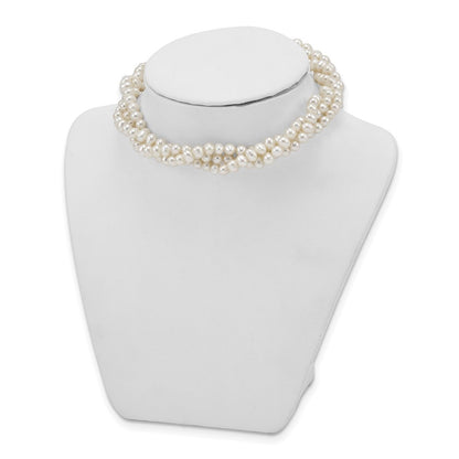 Sterling Silver 5-6mm White Semi-Round Cultured Pearl 14" with 1.5" Choker