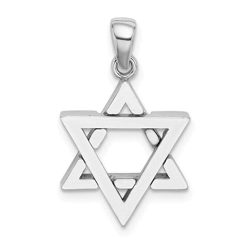 14k White Gold Star Of David Charm Pendant for Women