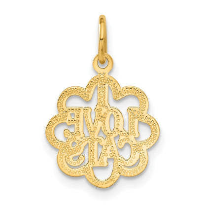 14k Yellow Gold I LOVE CATS Charm