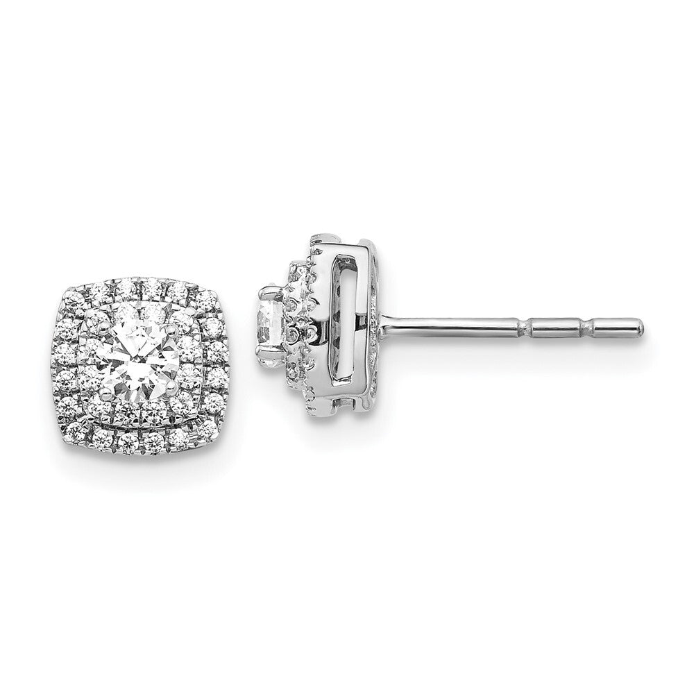 14k White Gold Diamond Halo Stud Earrings
