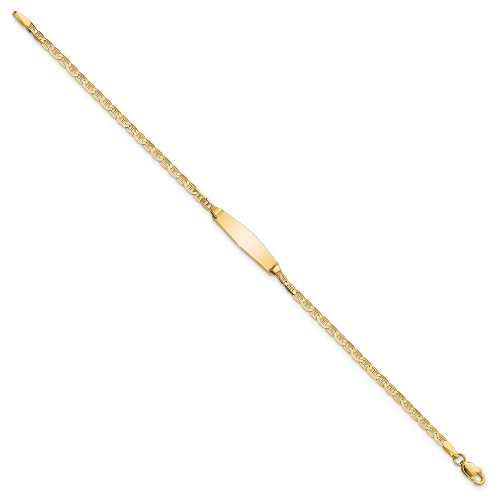 14k Yellow Gold Semi-Solid Chain Anchor Link 19.5x5.5mm Plate 7" ID Bracelet