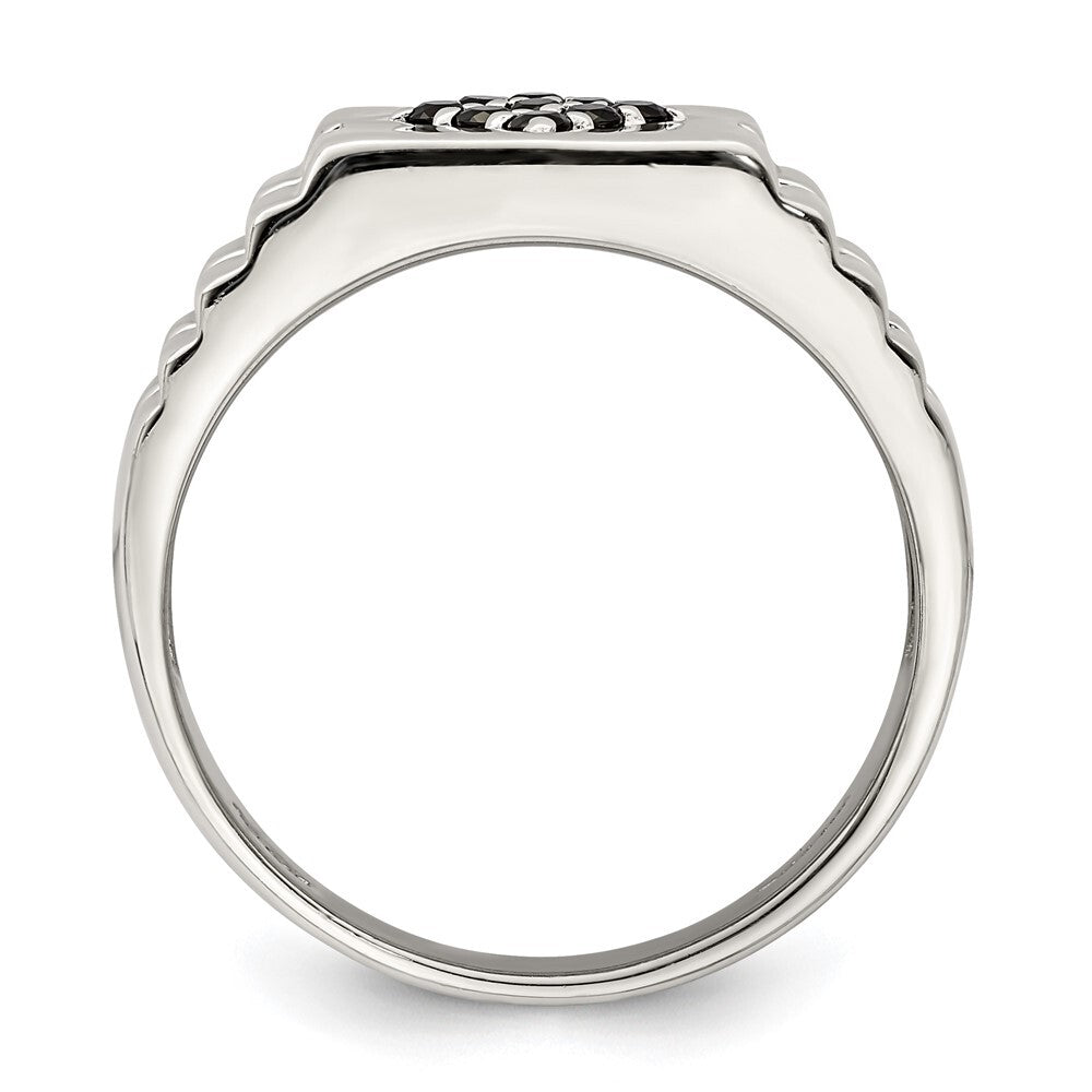 Sterling Silver Rhodium-plated Men's Onyx Ring Size 11