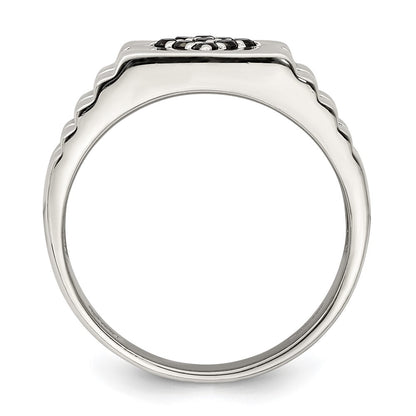 Sterling Silver Rhodium-plated Men's Onyx Ring Size 11