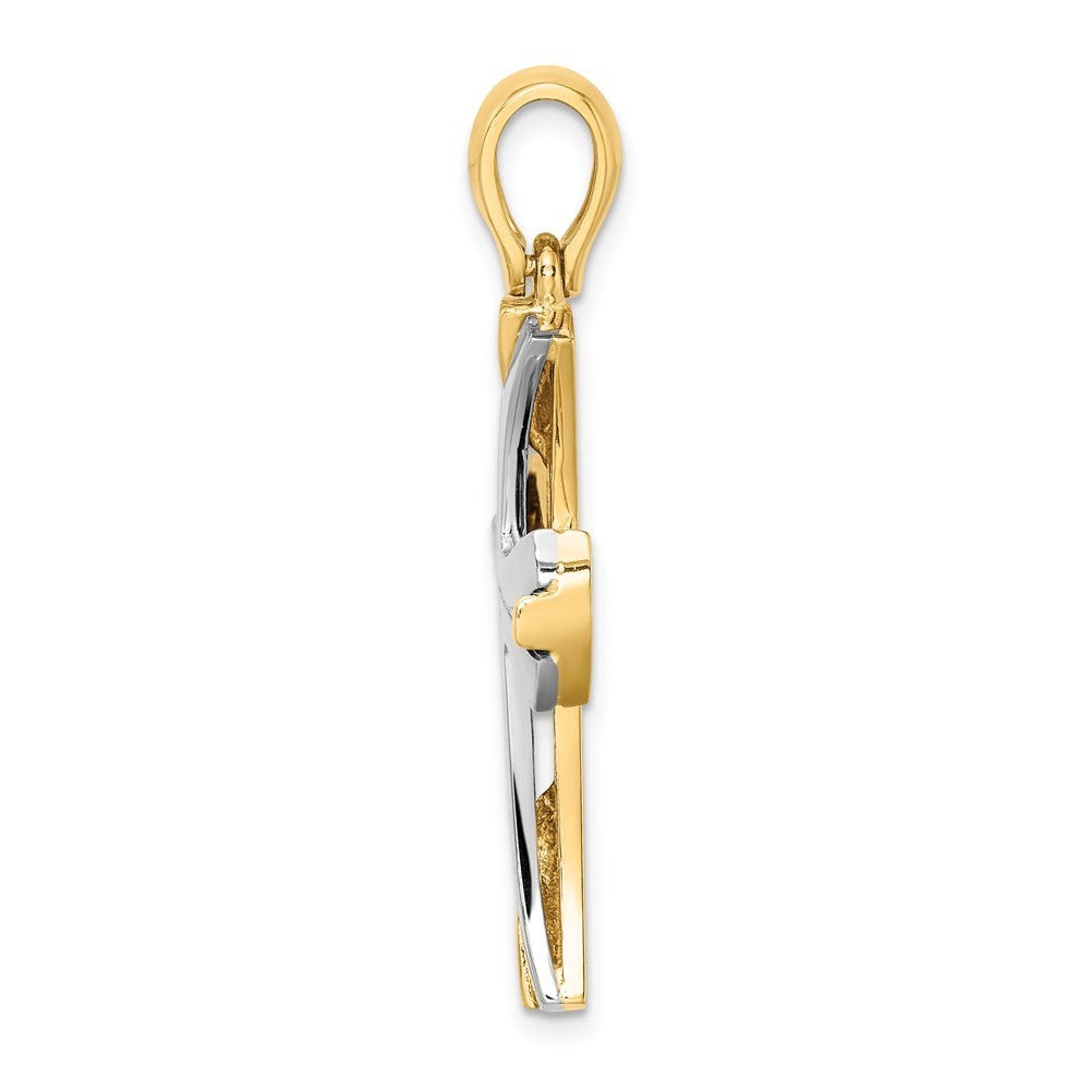 14K W Rhodium Cross Charm