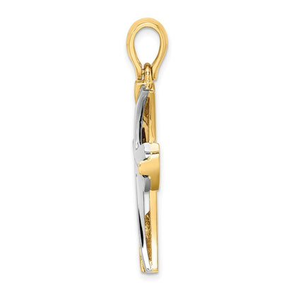 14K W Rhodium Cross Charm