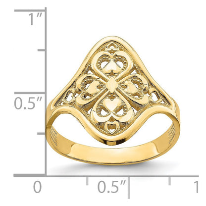 14K Yellow Gold Diamond-cut Filigree Ring