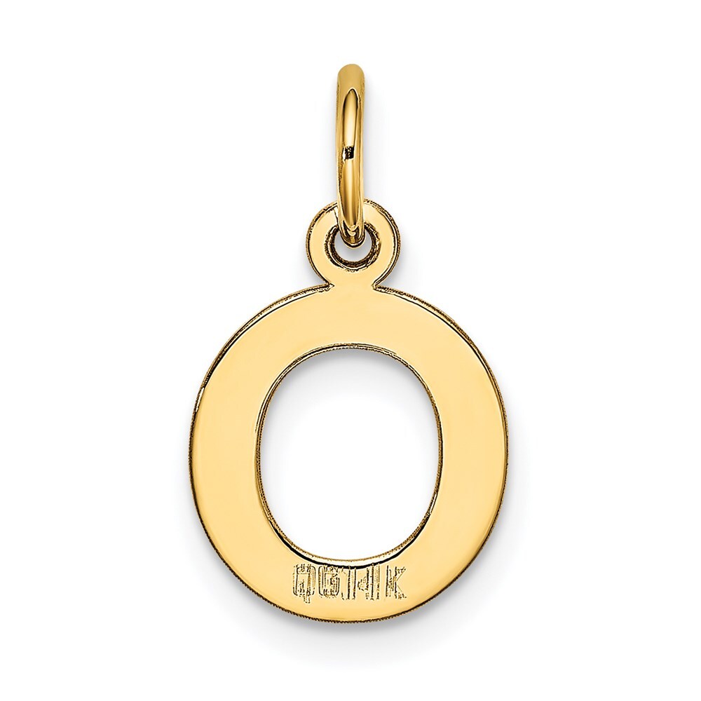 14k Yellow Gold Small Block Letter O Initial Charm Pendant for Women