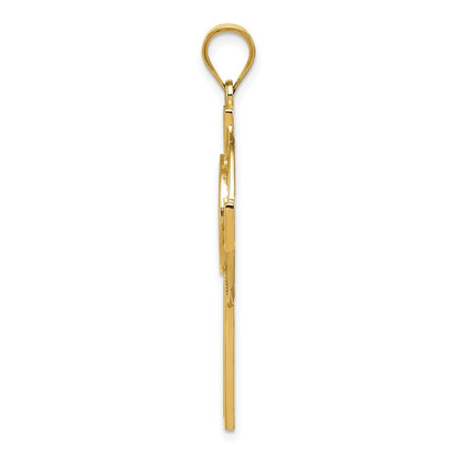 14k Yellow Gold Celtic Claddagh Cross Pendant