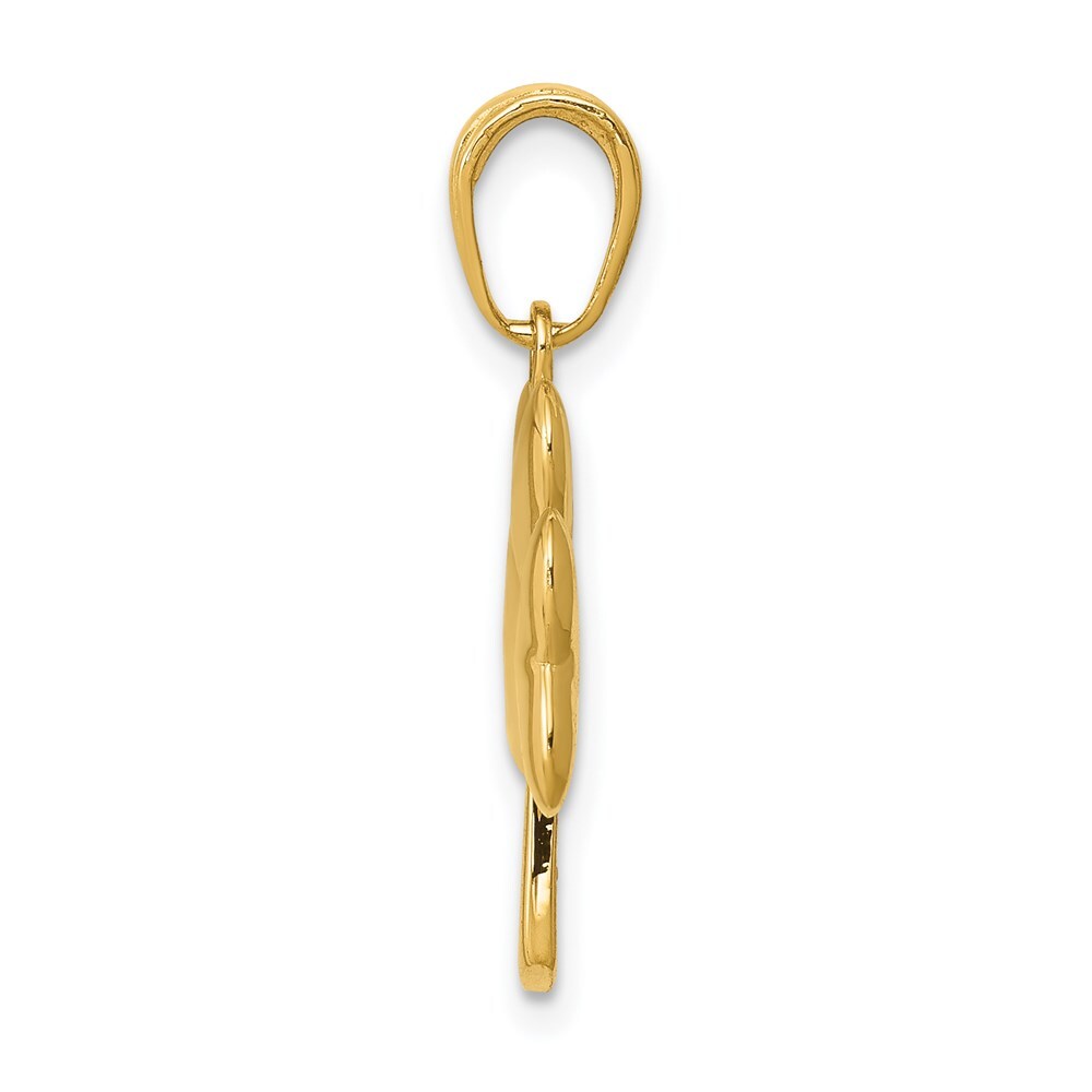 14k Yellow Gold Polished Solid Shamrock Pendant for Women
