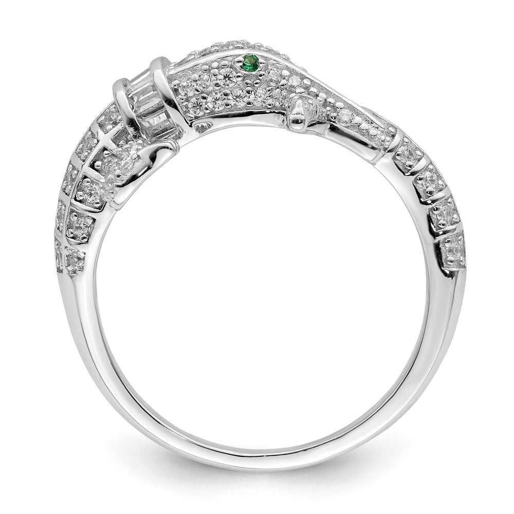 Sterling Silver Rhodium-plated Polished CZ Alligator Ring Size 6