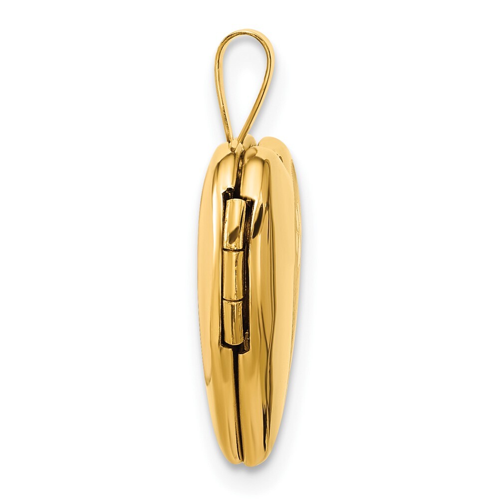 14k Yellow Gold Textured and Polished Paw Prints 16mm Heart Locket Pendant