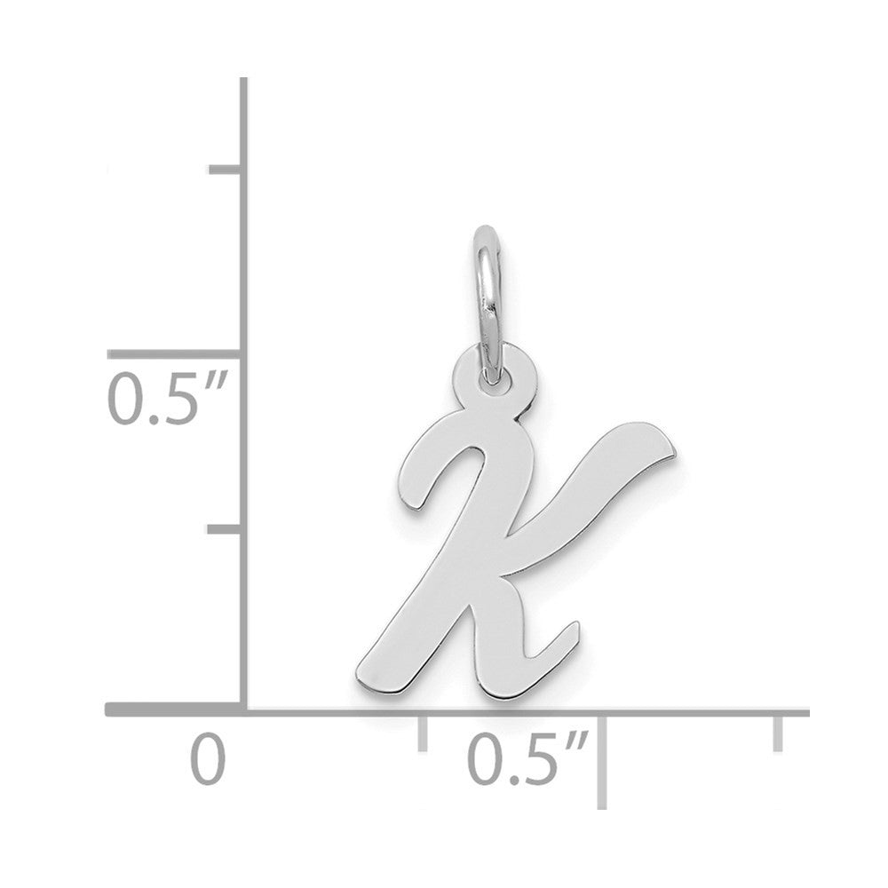 14k White Gold Small Script Letter K Initial Charm Pendant