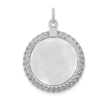 Sterling Silver Engraveable Round with Rope Polished Front/Satin Back Disc