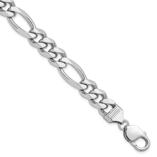 Sterling Silver Rhodium-plated 10.2mm Figaro Chain Bracelet
