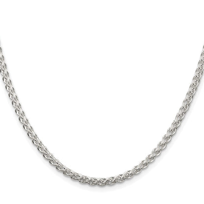 Sterling Silver Rhodium-plated 3mm Round Spiga Chain Necklace
