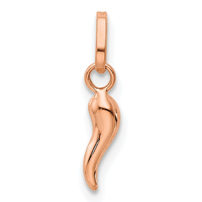 14k Rose Gold 3D Italian Horn Charm Pendant for Women