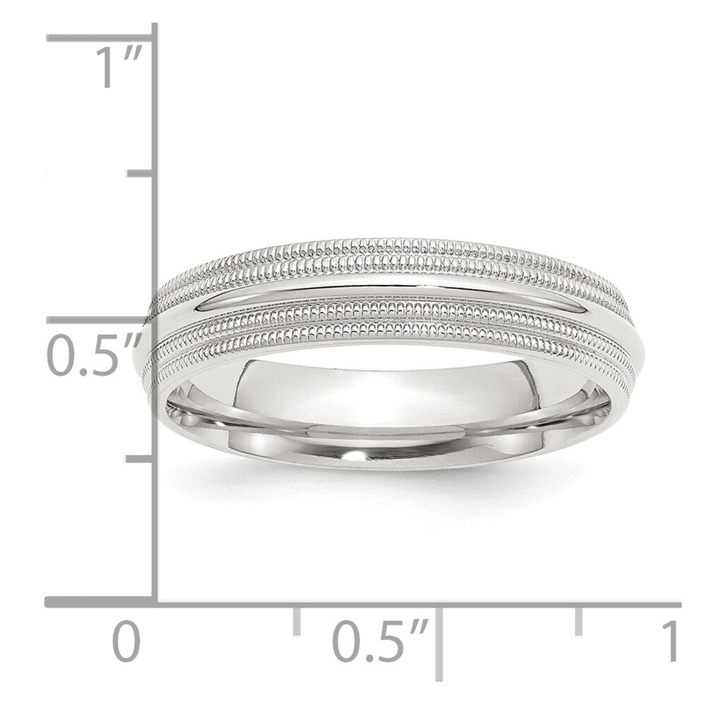 Sterling Silver 5mm Comfort Fit Double Milgrain Size 11 Band
