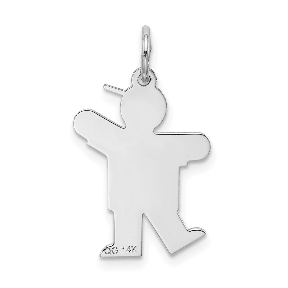14k White Gold Kid Charm Pendant for Women