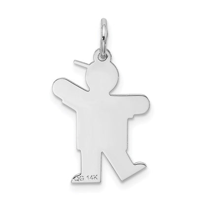 14k White Gold Kid Charm Pendant for Women