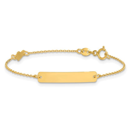 14k Yellow Gold Polished Heart and 23x4.2mm Plate 5.5" Baby/Child ID Bracelet